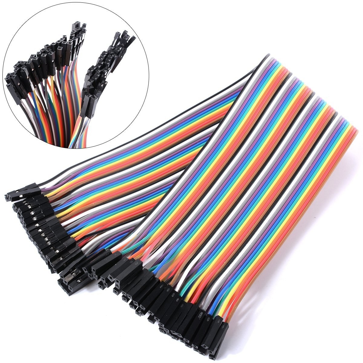 Female to Female Jumper Wire (Multicolor, 10cm Length) - 40 Pack