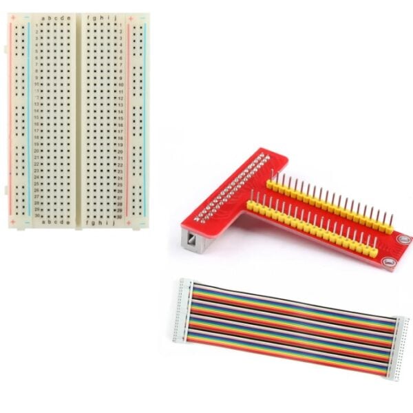 T Type Gpio Breakout Board With 40 Pin Cable And 400pt Breadboard For Raspberry Pi 3 Zbotic 8503