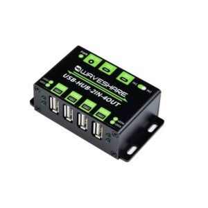 Waveshare Industrial Grade USB HUB, Extending 4x USB 2.0 Ports, Switchable Dual Hosts (Without Power Adapter)