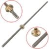 350mm Trapezoidal 4 Start Lead Screw 8mm Thread 2mm Pitch Lead Screw with Copper Nut 2