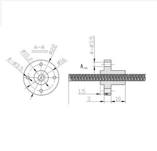 Buy 300mm Trapezoidal 4 Start Lead Screw 8mm Thread 2mm Pitch Lead ...