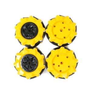 80mm-A Mecanum Wheel Compatible with 6.7mm Coupling (Pack of 4)-Yellow