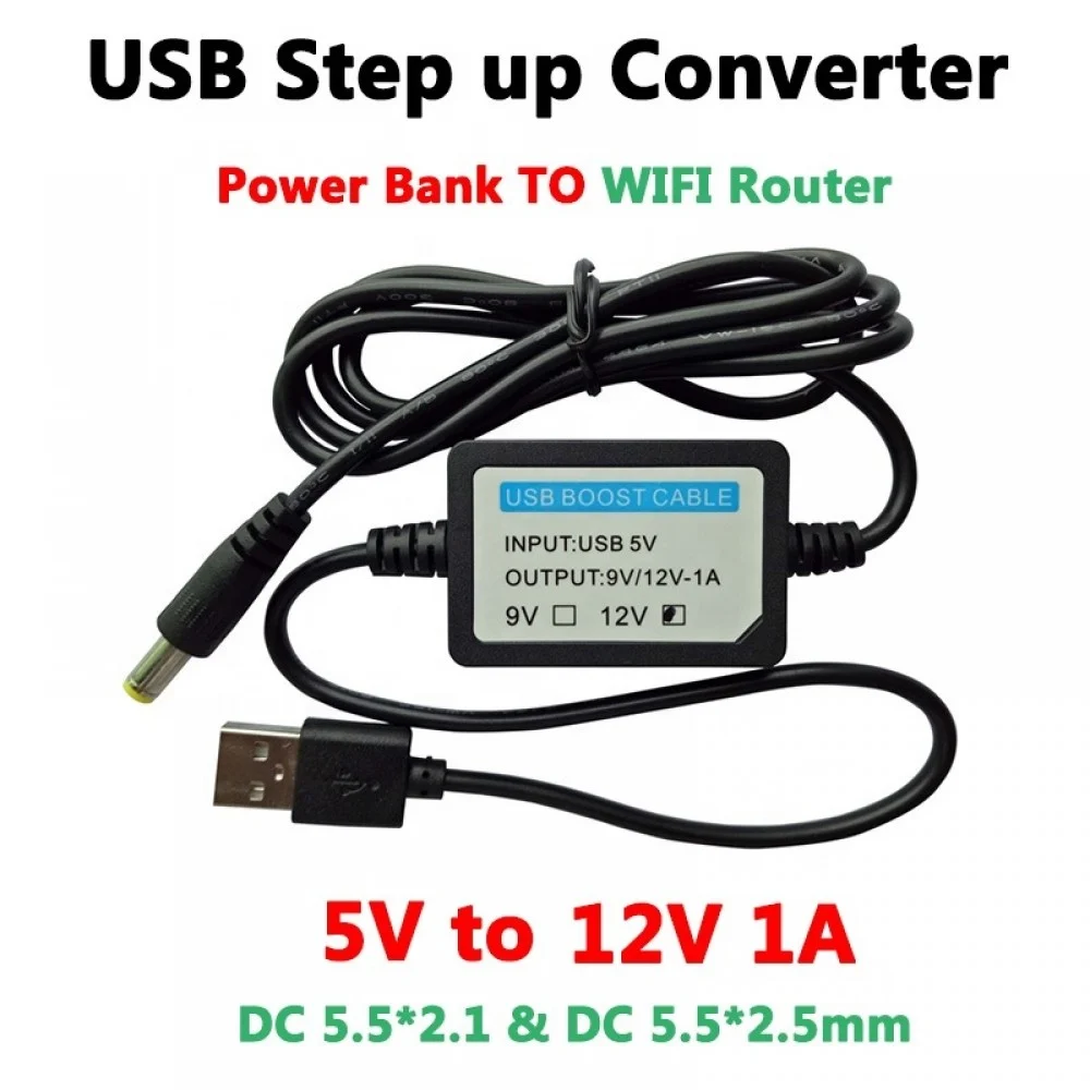 USB Power Boost- Line Step Up Module Cable USB 5V to DC 9v 12v 5.5