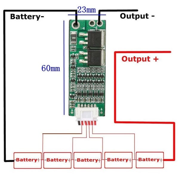 Connection Diagram Of 5S 15A 18650 Li-Ion Lithium Battery Bms Charger Protection Board For 18V 21V Battery