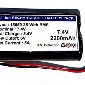 18650 Li-ion 2200mAh 7.4v 2S1P Protected Battery Pack-1c