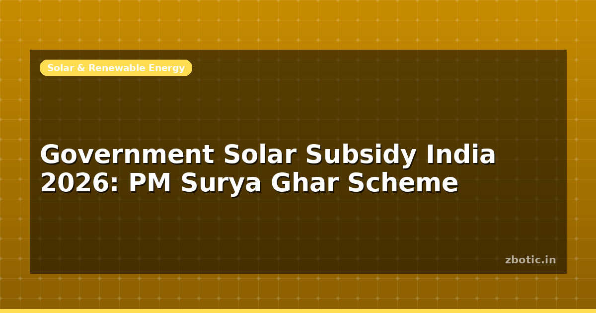 Government Solar Subsidy India 2026: PM Surya Ghar Scheme - Zbotic